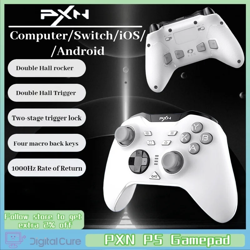 Pxn P5 Pro Gaming Controller Wireless Bluetooth Full Hall Ring Pom Zero Dead Zone Steam Pc Switch  Apple Ios Black Myth Wukong