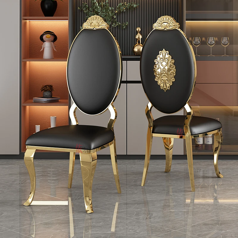 

Modern stainless steel dining chair, simple household metal dining chair, fashionable and creative golden hotel restaurant dinin