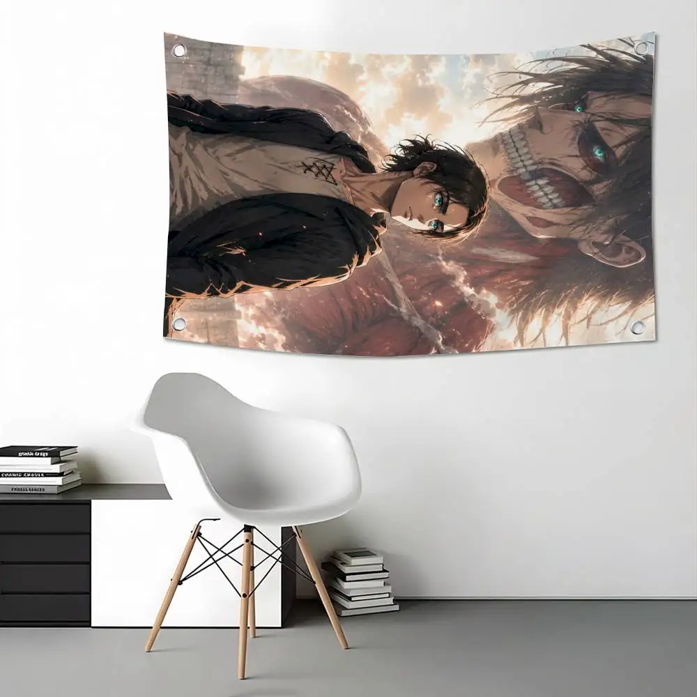 Eren Yeager Attack on Titan Flags Wall Hanging Tapestry Outdoor Garage Room Decorative flag Background Blanket