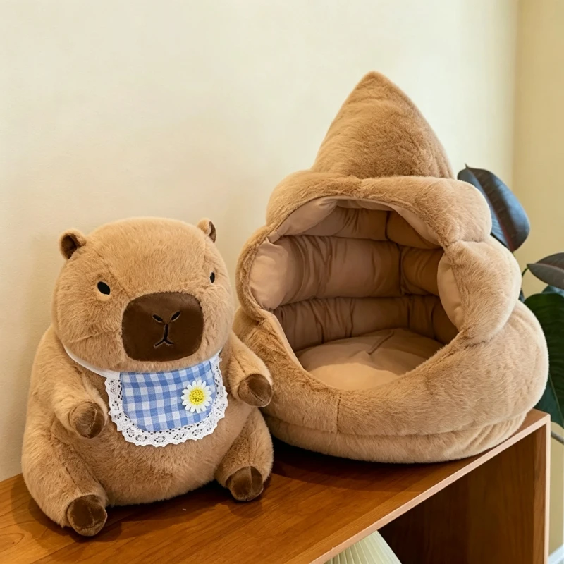 30-50cm Poop Nest Capybara Plush Toy Cute Capybara Cosplay Dinosaur Soft Stuffed Doll Funny Animal Dolls Home Desktop Decor Gift