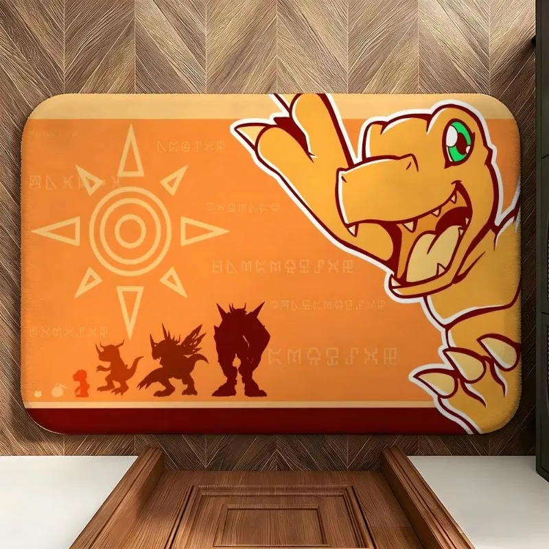 Anime D-Digimon Adventure Floor Mat Soft Flannel Entrance Door Mat Non Slip Absorbent Bathroom Bedroom Floor Rug Door Mat