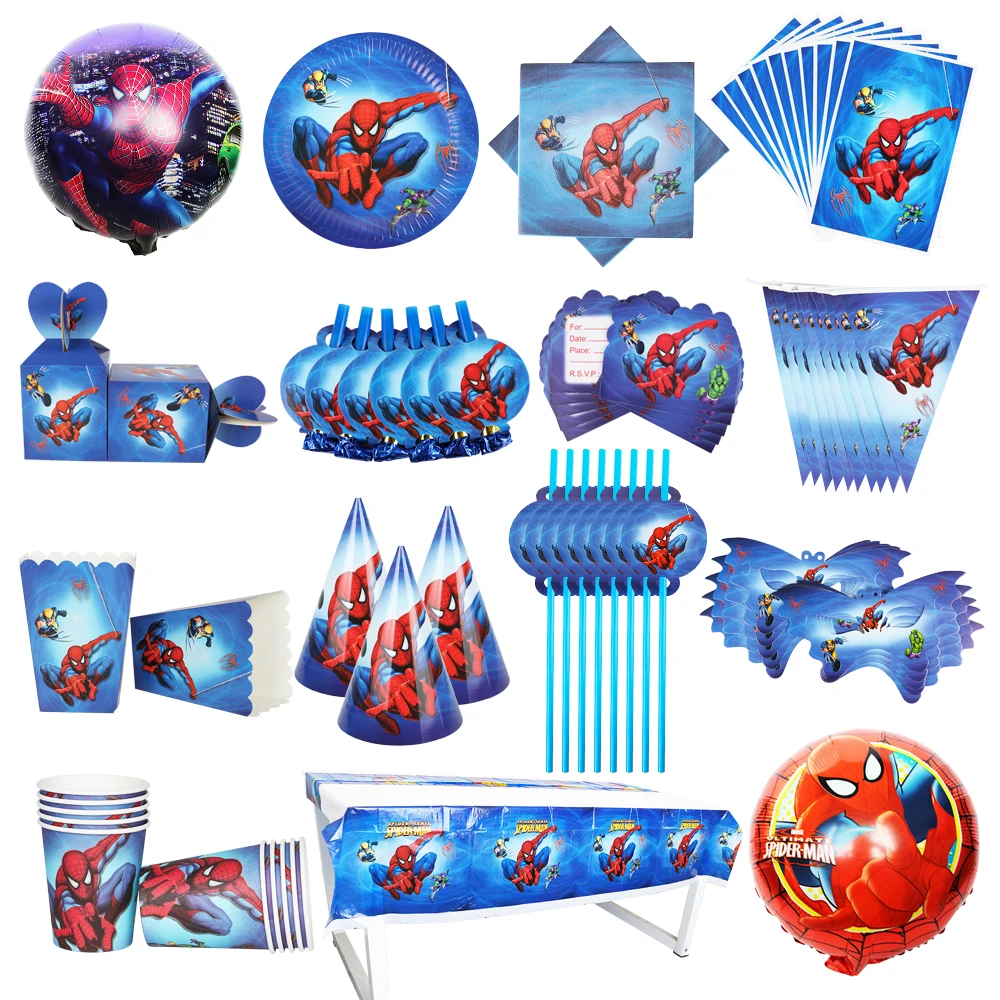 

Spider Man Cartoon Birthday Party Balloon Atmosphere Decoration Party Supplies Children's Disposable Tableware Baby Shower