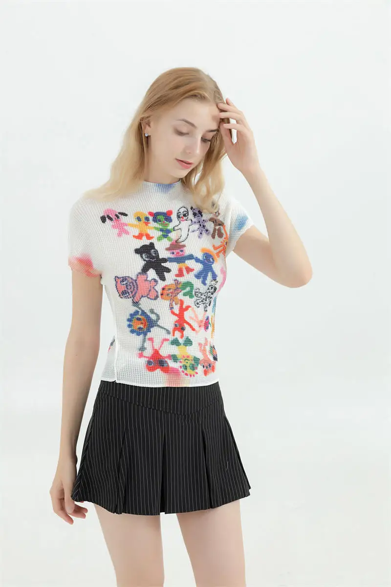 Y2k Women's T-shirt Harajuku Korean Graphic Print Short Sleeve Tee Top Clothes Fashion Vintage Streetwear O-Neck T-shirts Summer