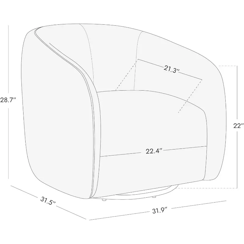 HOME.Swivel Accent Chairs for Living Room, Modern Upholstered Arm Chair for Bedroom, Fabric in Cream