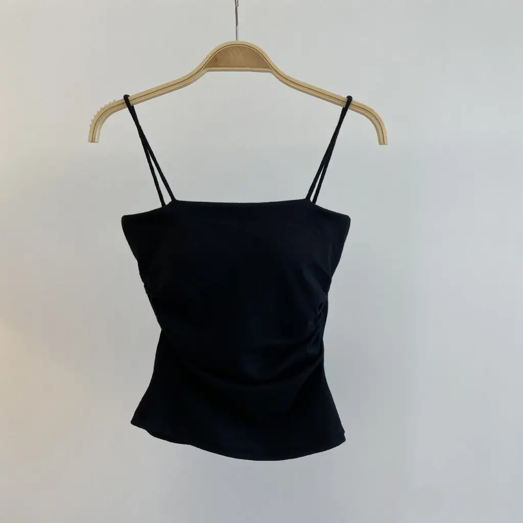

Women's Four-Color Gentle Sling Vest with Chest Pad Side Pleated Design Casual Outerwear