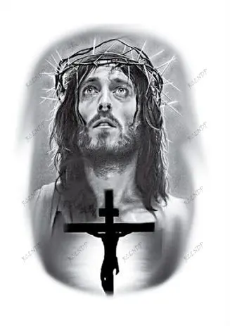 Waterproof Temporary Tattoo Sticker Jesus Black Cross Flash Tatoo Fake Tatto Arm Leg Back Body Art for Women Men