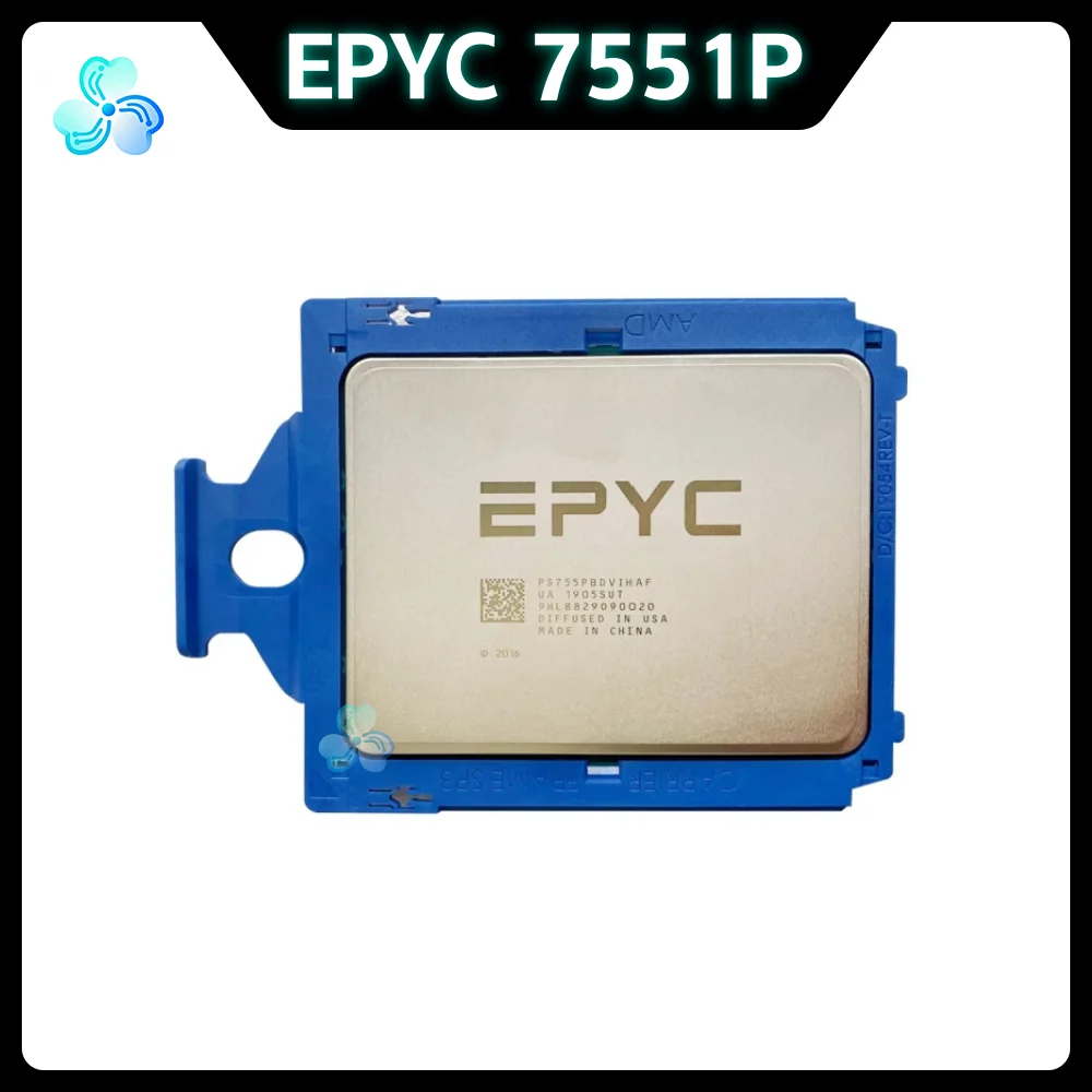 EPYC 7551P CPU 2.0GHz 32-Core 64-Thread 64MB 180W LGA-4094 Official Unlocked Server CPU Processor Socket SP3 EPYC7551P Naples