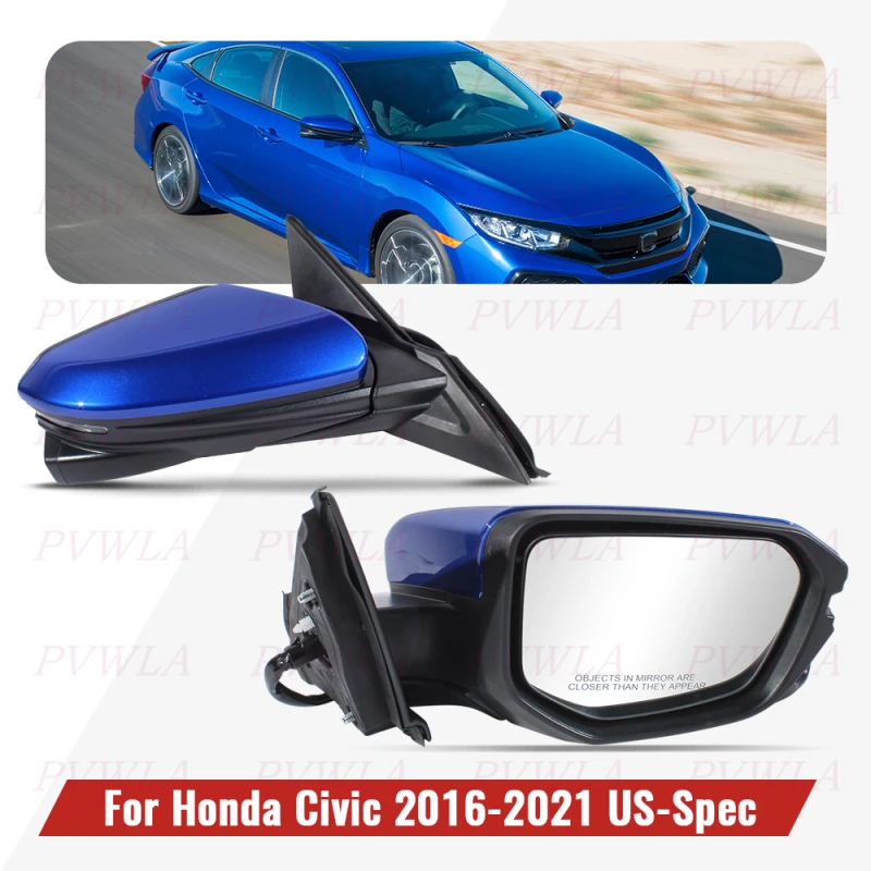 

13/14 PIN Blue Painted 1pc Right Rear Mirror Assembly With Camera For Honda Civic 2016 2017 2018 2019 2020 2021 2021 US Version