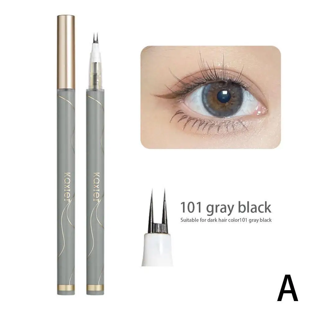 Dupla ponta bifurcada Caneta para cílios inferiores, Ultra-fino, 2 garfo delineador líquido, impermeável, Natural Eye Brow, Lash Pencil, Maquiagem