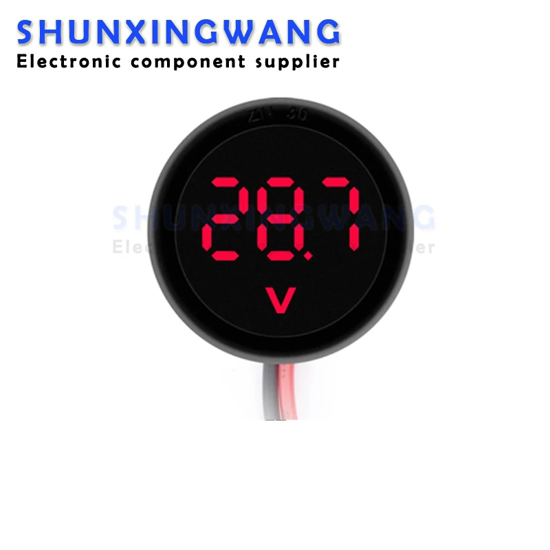 DC 5-100V DC digital voltmeter display LED digital display round two-wire voltmeter reverse connection protection