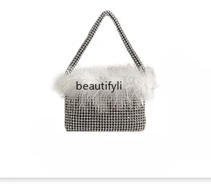 

High Sense King Rhinestone Tote Women's Autumn and Winter New Special-Interest Design Dinner Bag