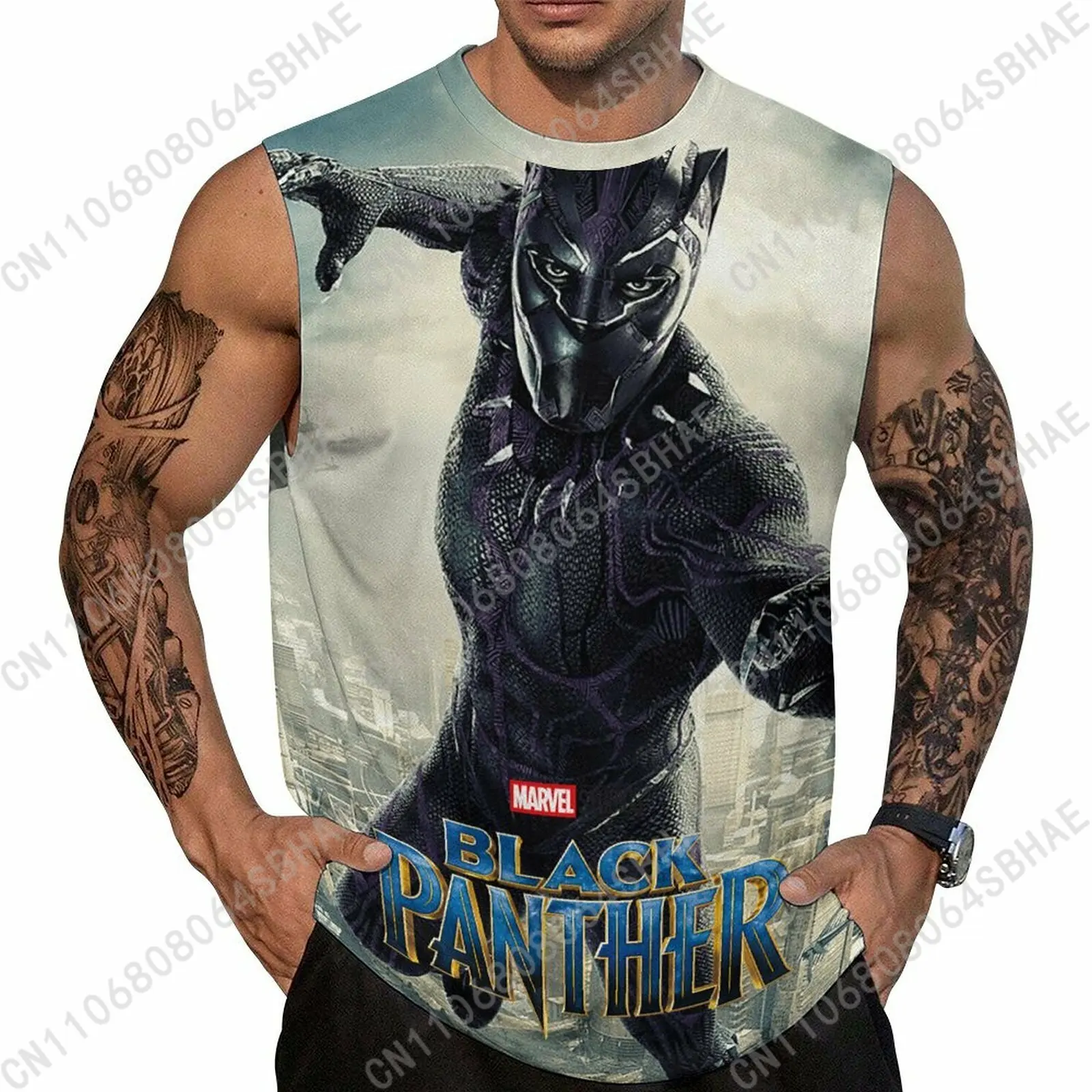

Marvel Black Panther Custom Men's Sleeveless Shirt Personalized Tank Top Wear Summer Vest Tops Men Daily Use Cosplay