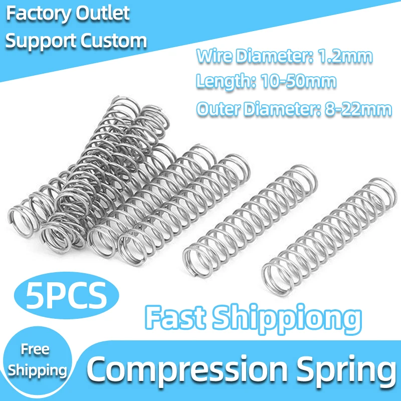 

Creamily 5PCS Cylidrical Coil Compression Spring Rotor Return Wire Diameter Rotor Return Spring Wire Diameter 1.2mm
