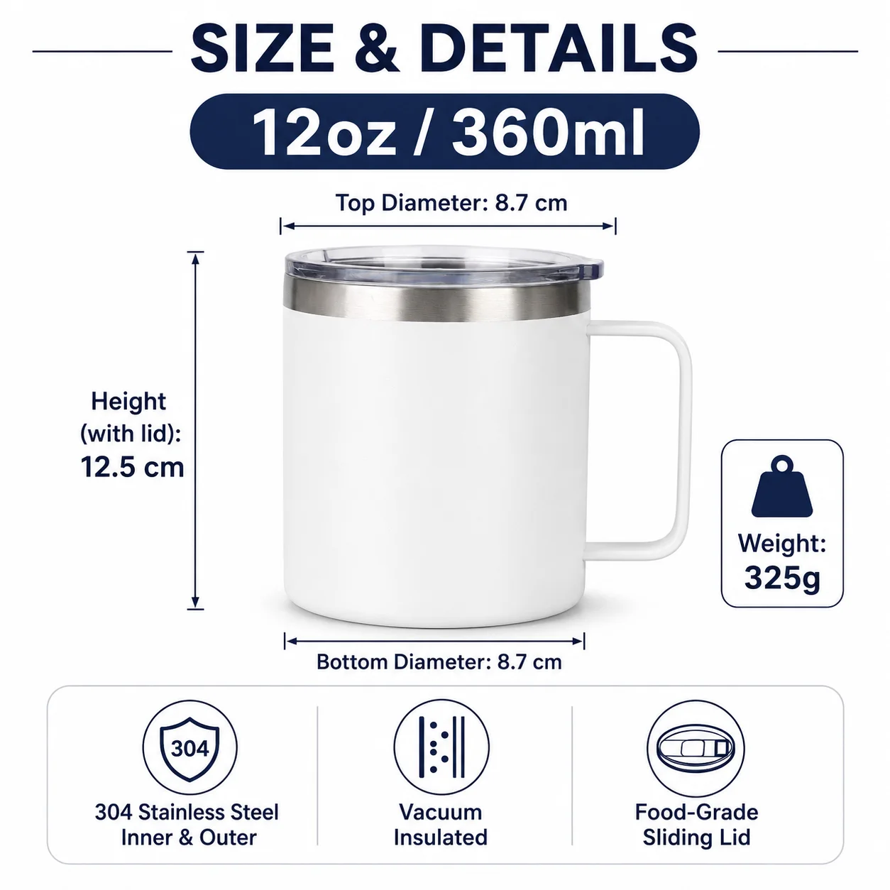 Personalized Family Stainless Steel Mug Custom Name 12oz Insulated Cup With Handle Lid for Dad Mom Daughter Son Home Gift