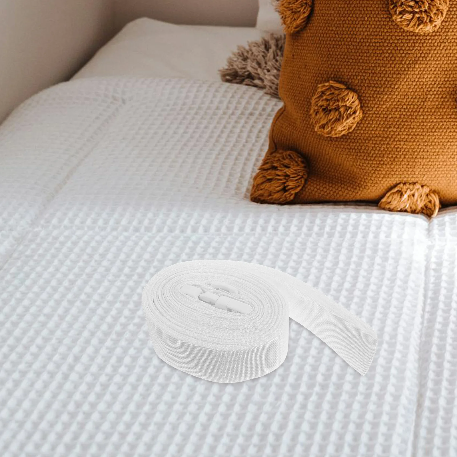 جسر سرير أبيض لأسرة سبليت كينج قابلة للتعديل، حزام مزدوج بتصميم غير قابل للانزلاق، حشو فجوة المرتبة #5