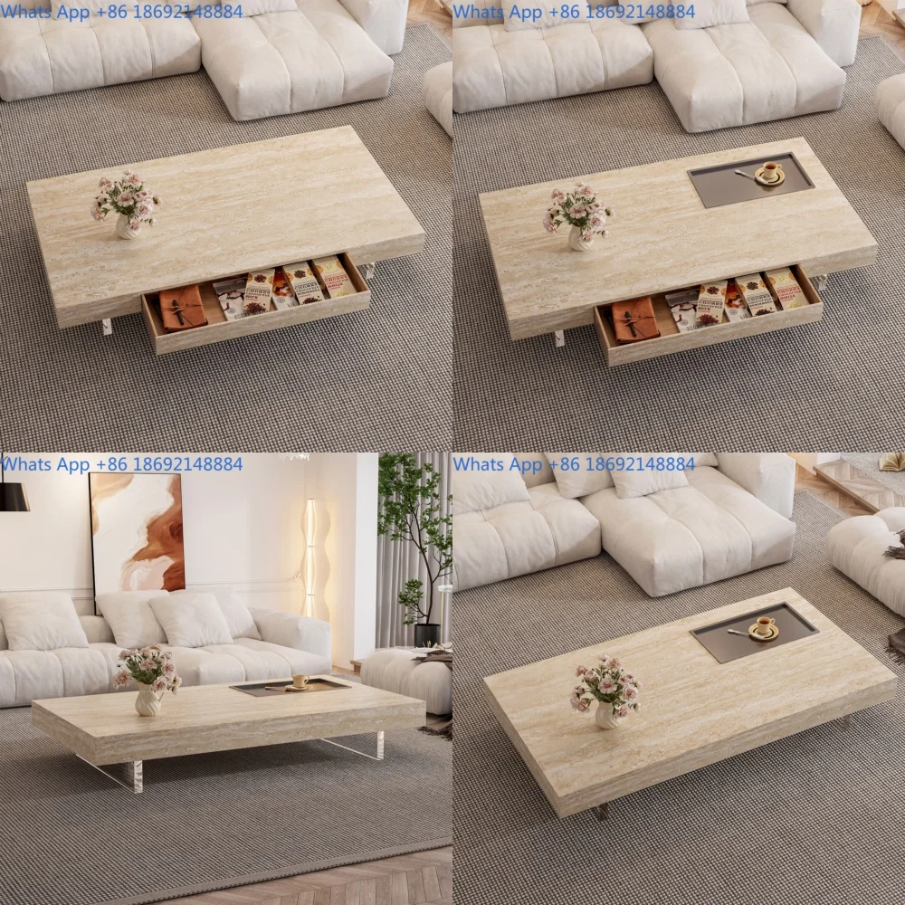 

Floating Coffee Table Living Room Home Limestone Slab Rectangular Modern Minimalist Design for Small Spaces 2025 New