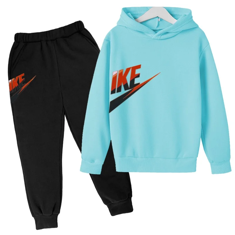 Kinder-Sweatshirt-Set mit Kapuzenjacke, Jungenbekleidung, Mädchen-Freizeit-Sportmarken-Set, Kapuzenoberteil mit Jacke und Hose, 2-teiliges Set – Detail 6