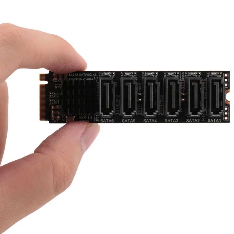 Carte Riser M.2 MKEY PCI-E, M.2 NVcler vers SATA3.0 PCIE vers SATA, 6 Gpbsx6-Port 6 000, ASM1166