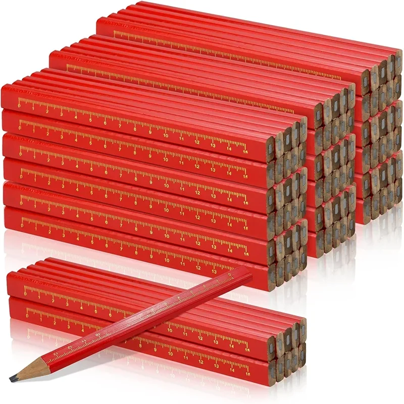 10-100pcs Woodworking Pencils Set Dedicated Marking Workers Dedicated Flat Head Pen Wood Black Octagon Red Square Drawing Lines