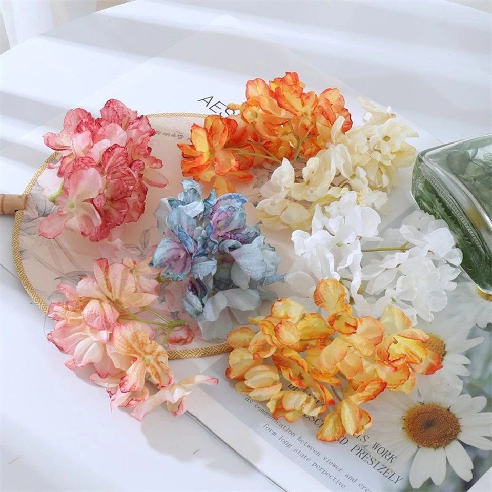 

Artificial Flowers Silk Hydrangea Wedding bridal bouquet Wreaths Diy gift box Arrangement Home vase table Garden Decoration Wall