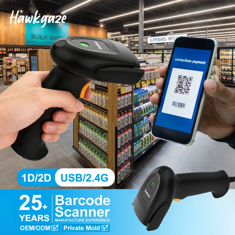 

Ручной сканер штрих-кодов 1D/2D/QR, беспроводной/проводной, лазерный/CMOS, для инвентаризации (в наличии)