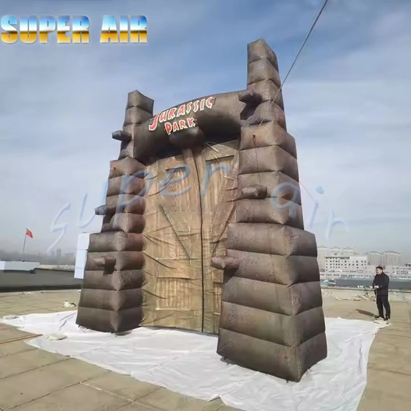 Amusement Park Customized Design Huge Inflatable Entrance to Jurassic Park Arch for Kids