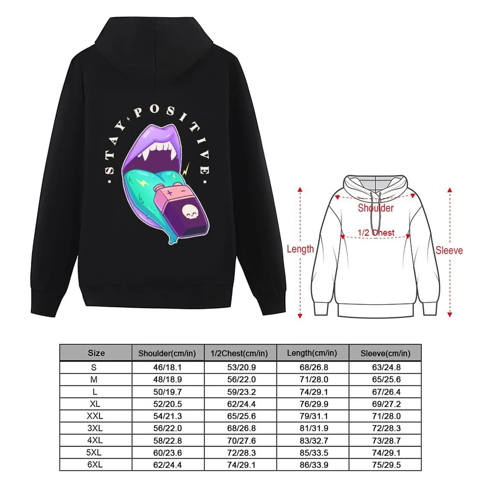 Stay Positive Pastel Vampire Mouth - Kawaii Krypt Hoodie ملابس رجالي معطف رجالي بلوزة ملابس رجالية رياضية