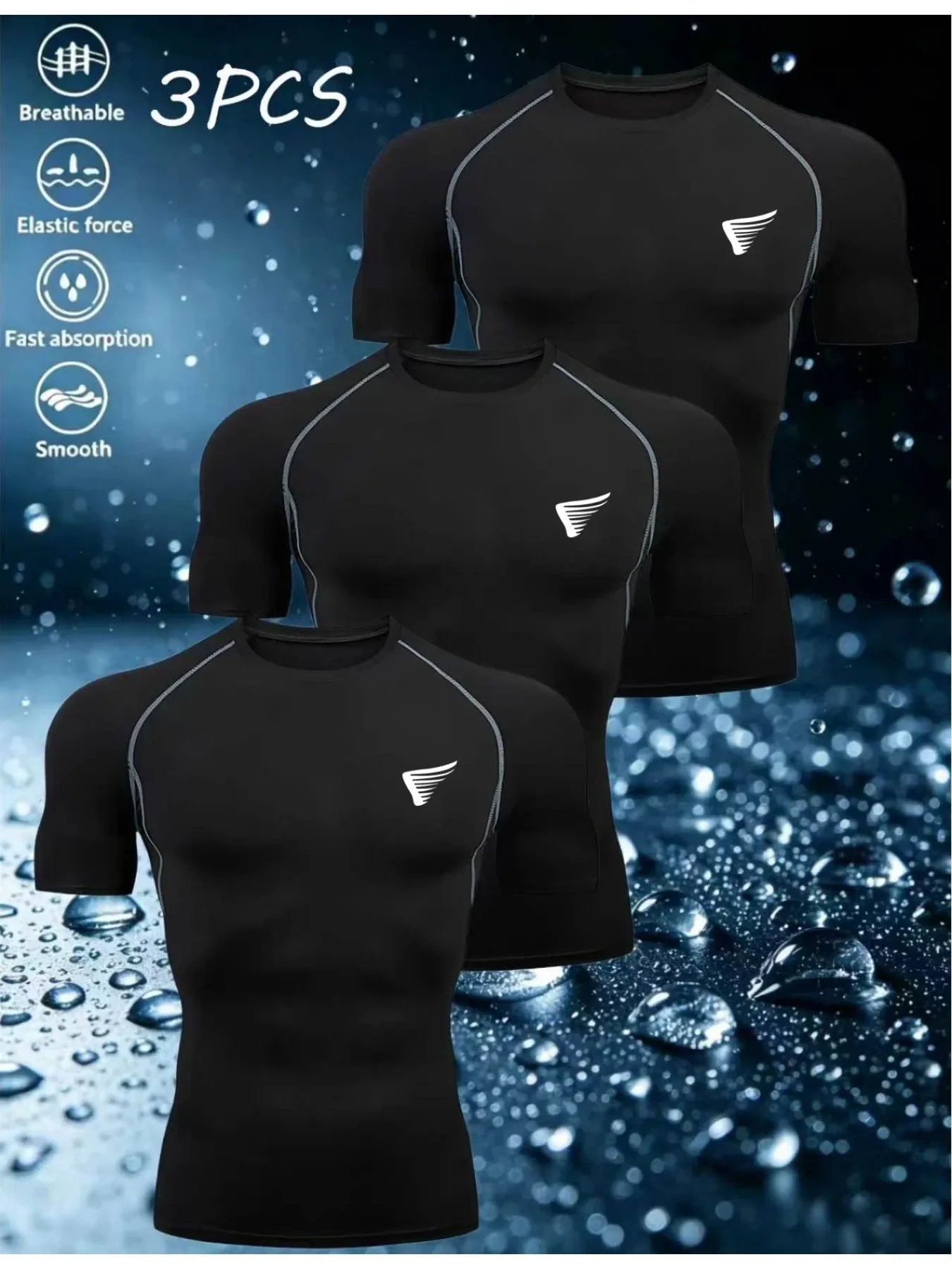 Triplet Men's Compression Printed T Shirt Summer Sportswear Running T-shirt Elastic Quick Dry Sport Gym Fitness TShirts Men
