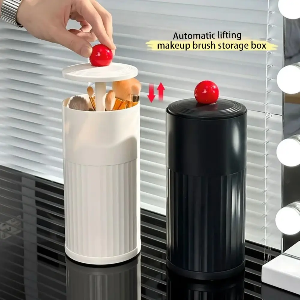 With Cover Cosmetics Storage Box Plastic Automatic Lifting Makeup Brush Holder Easy To Take Large Capacity