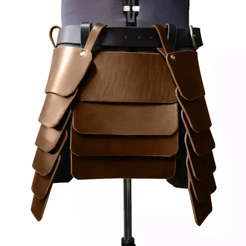 Medieval Viking Knight Leg Armor Leather Tassets Belt Renaissance   Battle Skirt For Reenactment Cosplay Costume