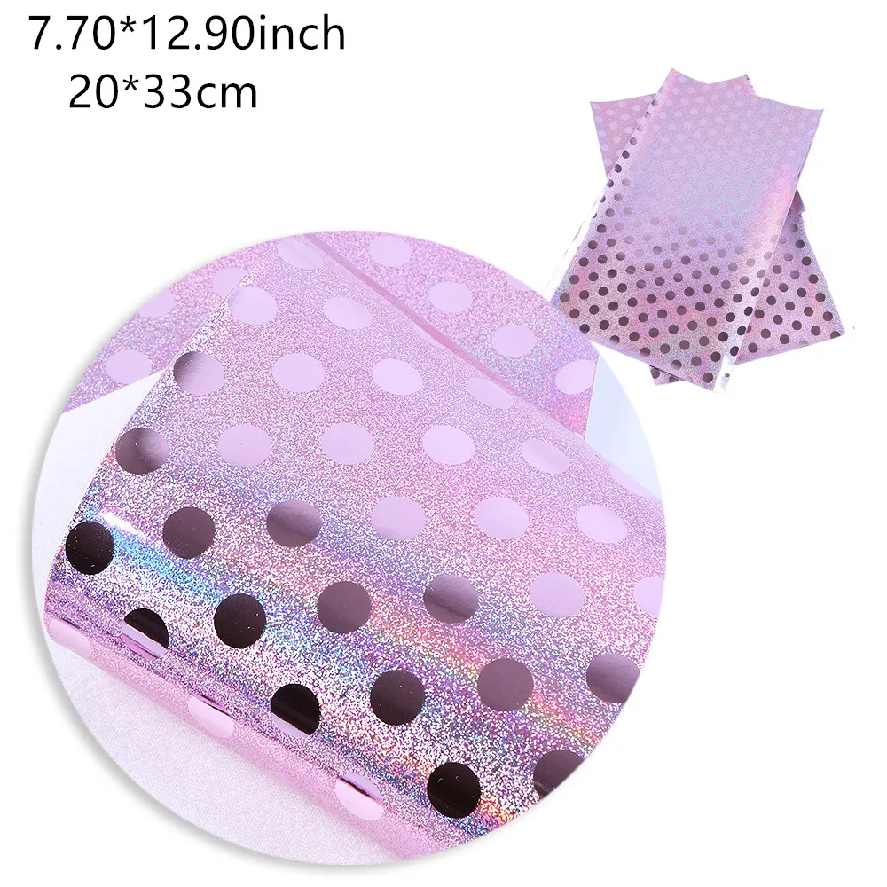 1pcs dot Laser Faux Synthetic Leather  7.7*12.9inch Fabric Sheets