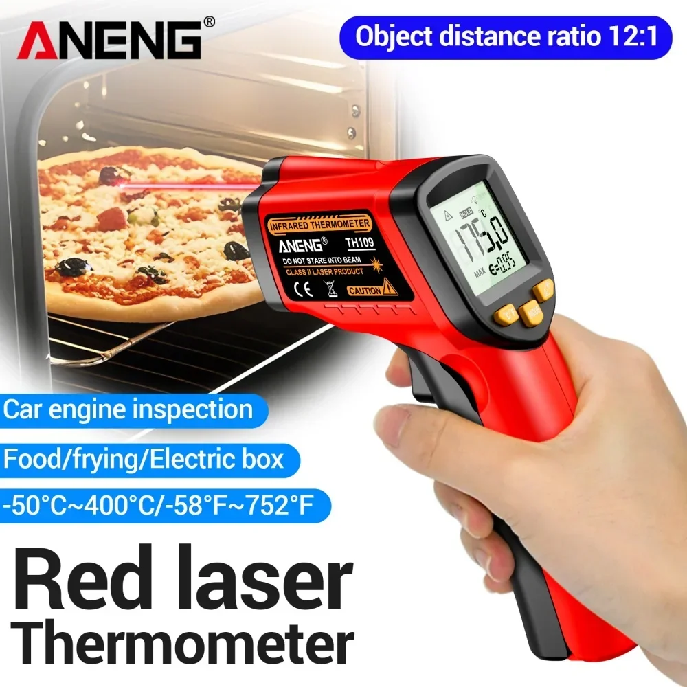 

ANENG TH109 Infrared Thermometer Non Contact -50~400℃ LCD Display Pyrometer Tester Digital Hygrometer Temperature Meter Tool