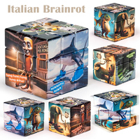 Creative Italian Brainrot Themed Rubik's Cube Tung Tung Tung Sahur AI Meme 3x3 Puzzle Cube Brain Teaser Educational Toy