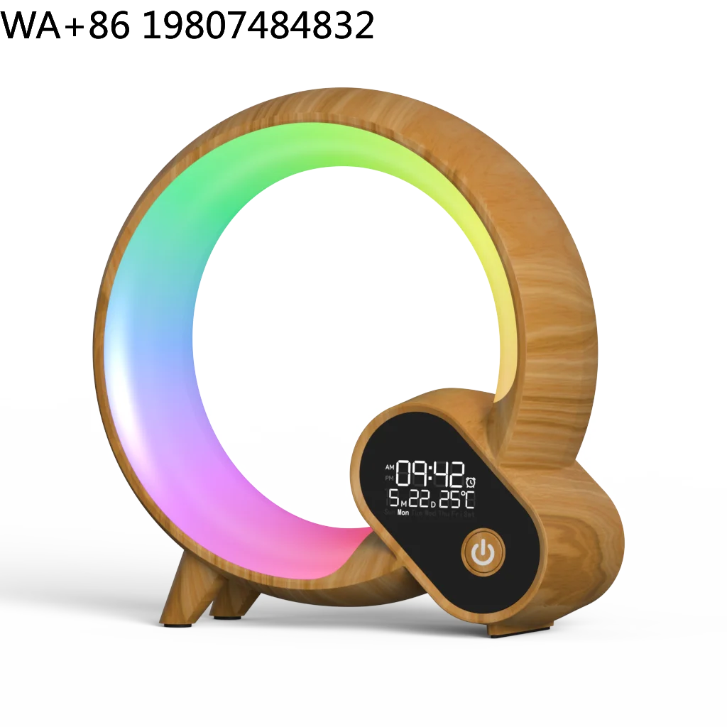 Q Shape Sunrise Simulation Wake Up Light Alarm Clock Multifunctional Atmosphere Sound Lamp Smart Sleep Aid Decor Lighting For