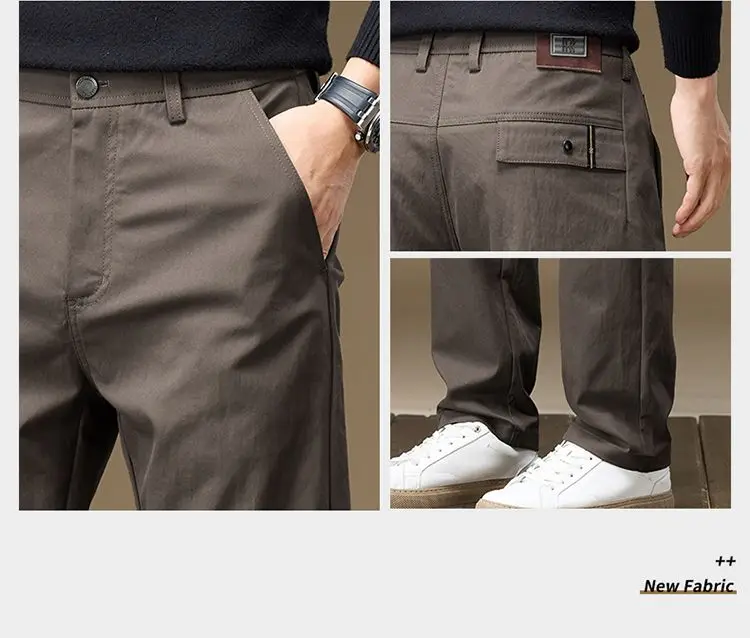 Herren Business-Hose, Gerade Passform, Baumwolle, Lässige Hose, Modische Herrenhose mit Elastischem Bund, Dehnbar, für Frühling und Herbst, Vielseitige Arbeitshose – Detail 6