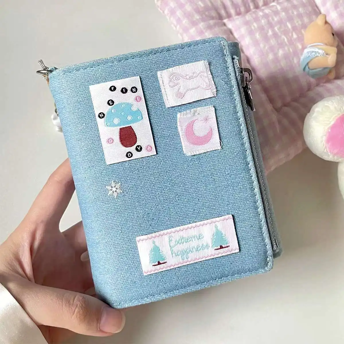 M5/A8 Blue Jean Loose Leaf Notebook Three Folder Cover Planner Agenda Organizer Diary Portable 5 Ring Binder 2024 New