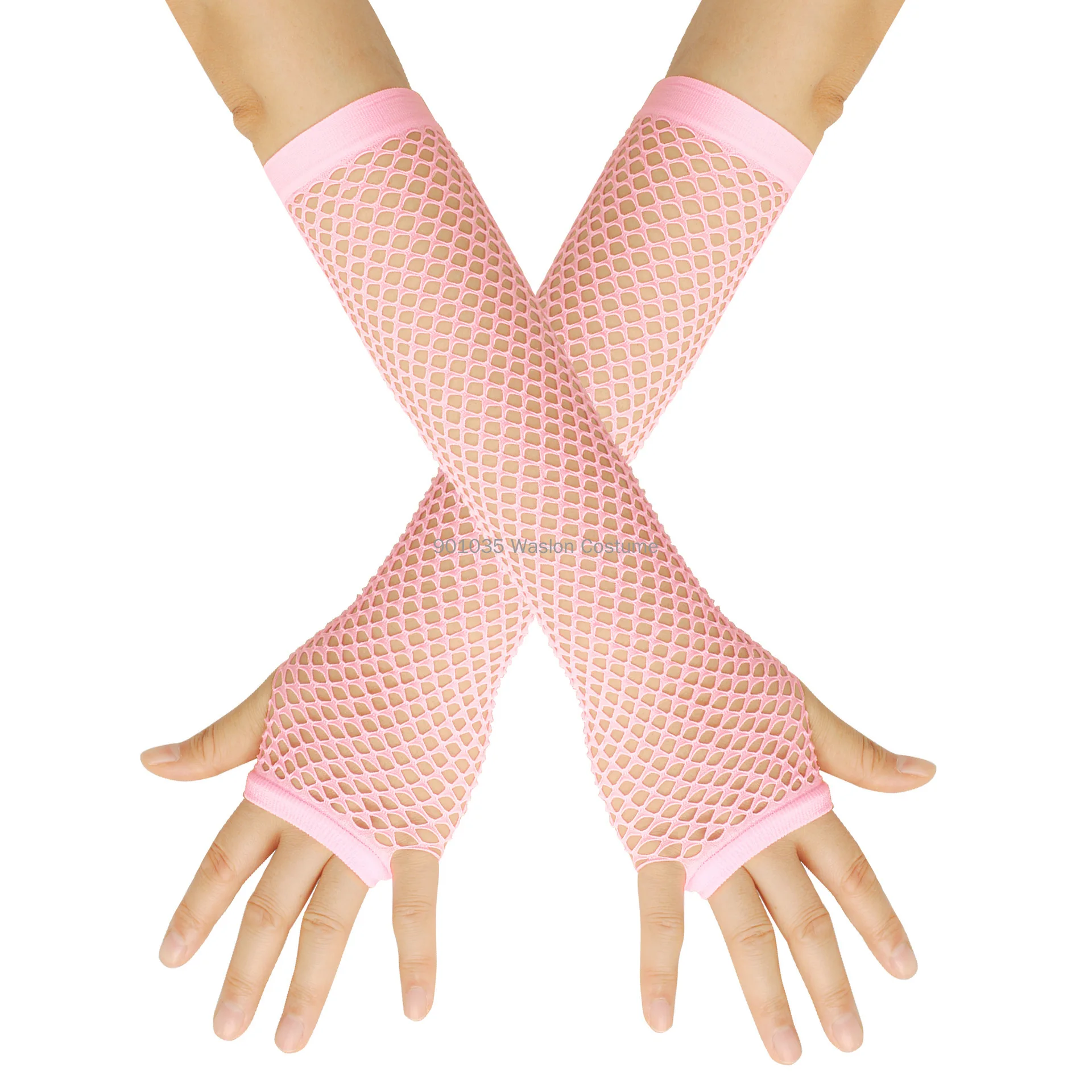 Guantes largos sin dedos de rejilla de neón para mujer, puños de brazo de pierna, ropa de fiesta, vestido Sexy para niñas, guantes de malla de baile gótico Punk, calentador, 1 par