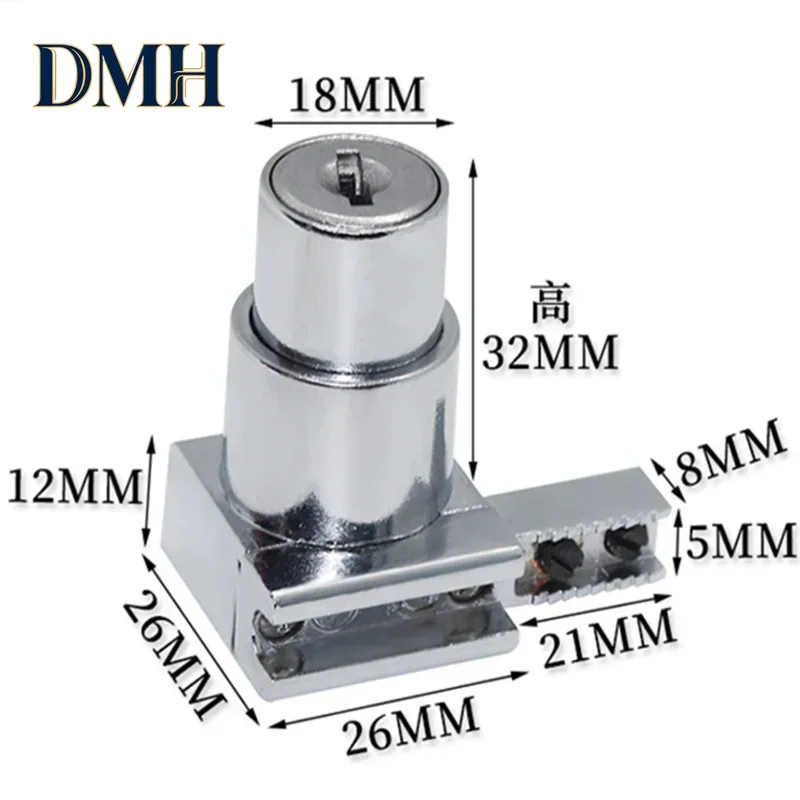 DMH-Plunger Push Lock With 2 Key For Sliding Glass Door Showcase Lock Furniture Cabinet Lock 5mm-8mm Thickness Hardware