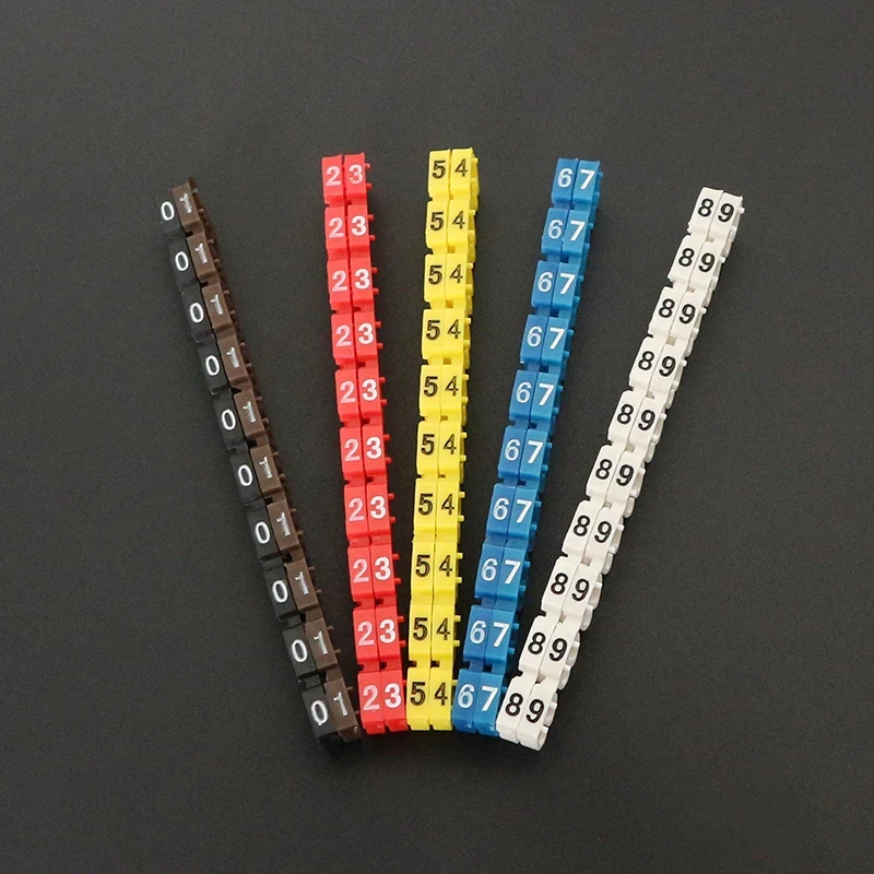 Freeshipping Practical Cable Markers Colourful C-Type  Tag Label For M0 M1 M2 M3  1.5/2.5/4/ 6mm² Wire Numbers 0-9