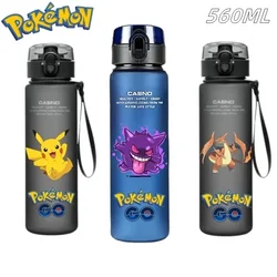 Pokemon kubek na wodę 560ML Anime przenośny dziecięcy śliczny Pikachu Gengar plastikowe sporty na świeżym powietrzu butelka na wodę o dużej pojemności prezenty