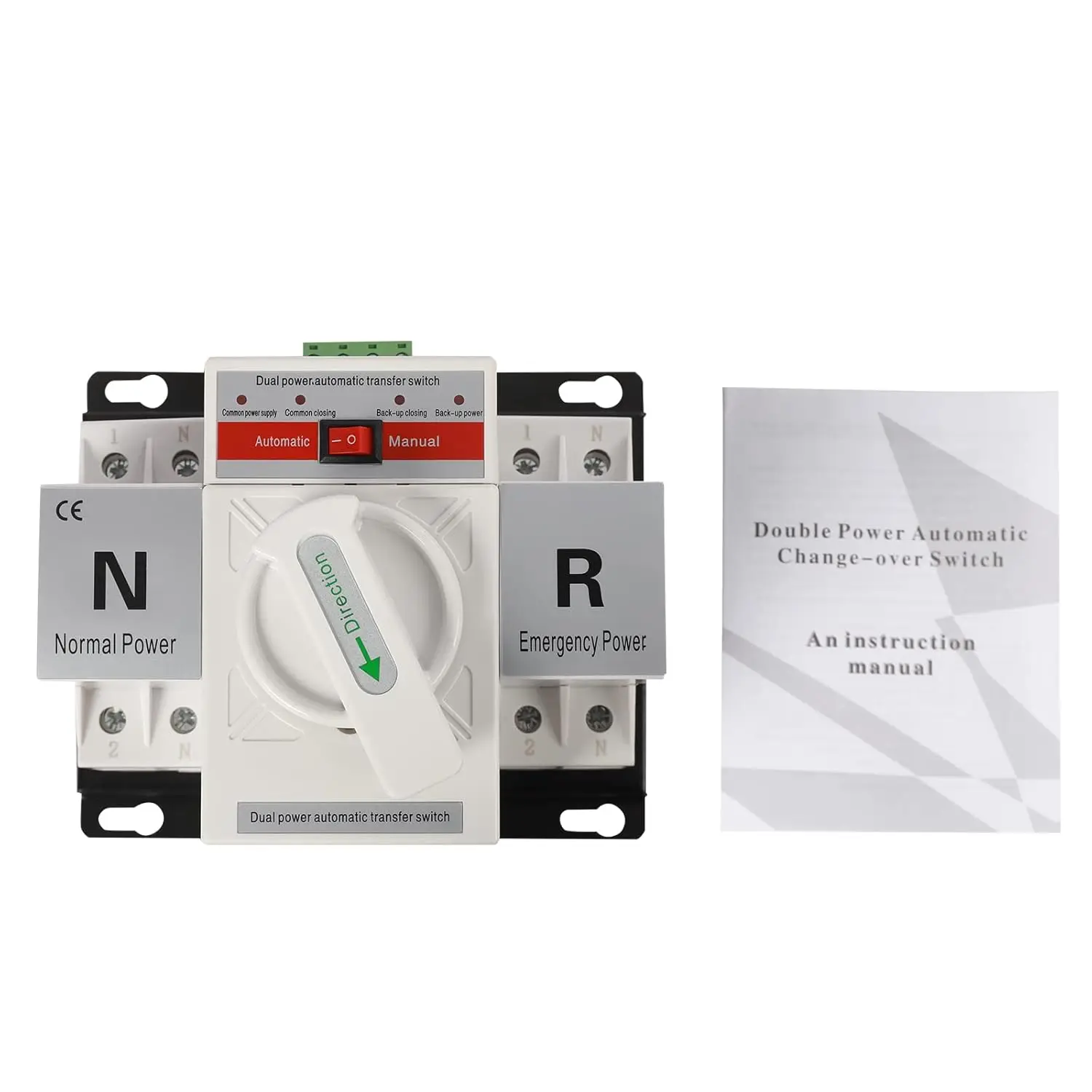 Mini Dual Power Automatic Transfer Switch, 110V 2P 63A Generator Changeover Switch, Toggle Controller ATS Transfer Switch