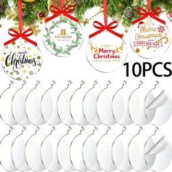 10pcs Acrylic Discs Christmas Tree Hanging Ornament DIY Blank Circle Xmas New Year Decor for Home Clear Bauble Ball Crafts