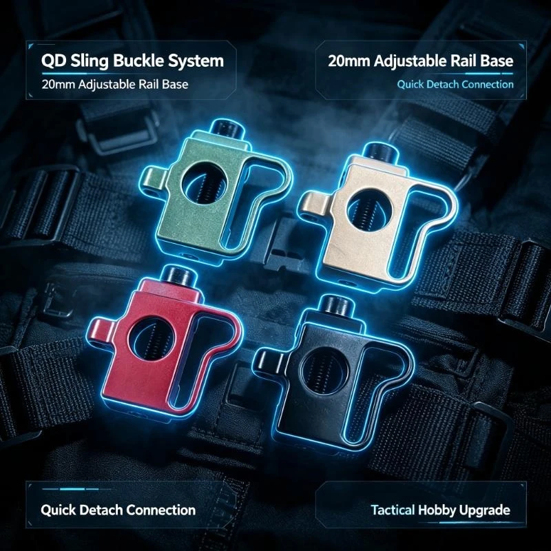 Dual Single Point Sling Ring Fitting Set Metal Quick Detach QD Buckle Equipped With 20mm Adjustable Rail Base