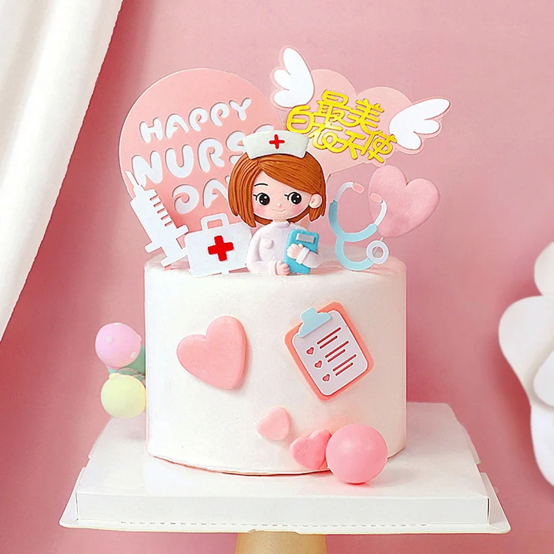 512 Internet Nurse Day Cake Decoration Medicine Box Syringe Nurse Clothe Steangel Burse Doctor Bouquet plug-in card Gifts