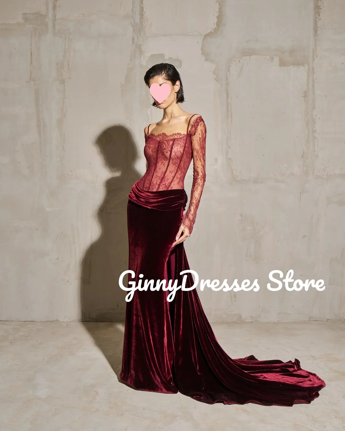 Evening Dresses Customize Square Neck Mermaid Luxury Party Dress Floor-Length Long Sleeves Velvet Birthday Dresses For Woman