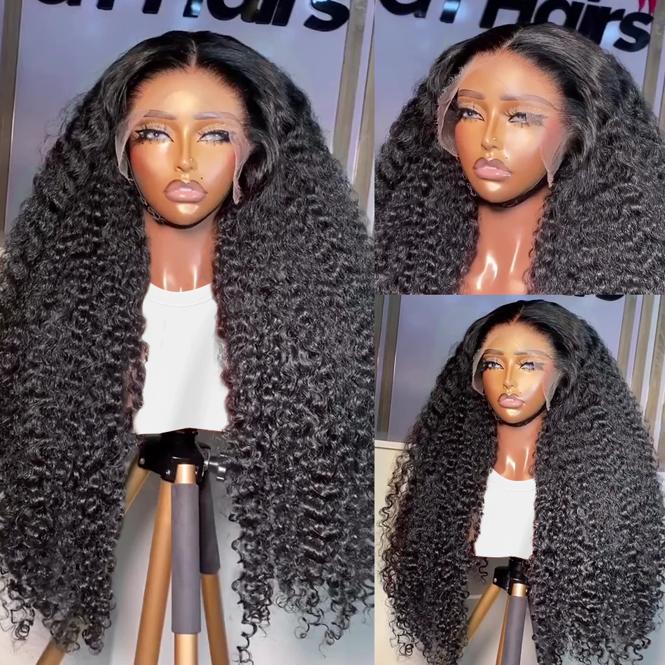 MELODIE 32 Inches Long Deep Wave Wig 180 Density 13x6 Lace Frontal Wig 13x4 Lace Front Natural Black Color Human Hair Wig