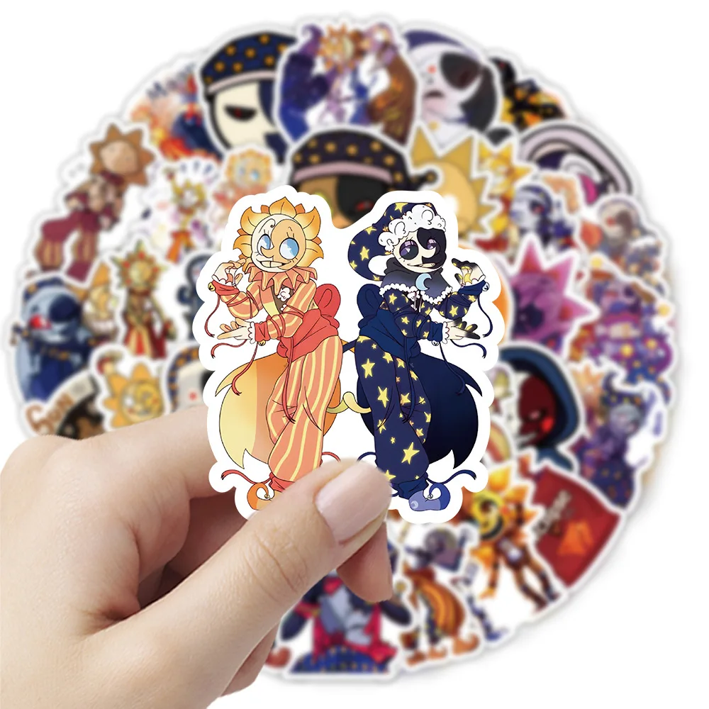 50Pcs Cute Sundrop And Moondrop Stickers Cartoon Fnaf DIY Stickers Scrapbooking Phone Luggage Skateboard Waterproof Decals