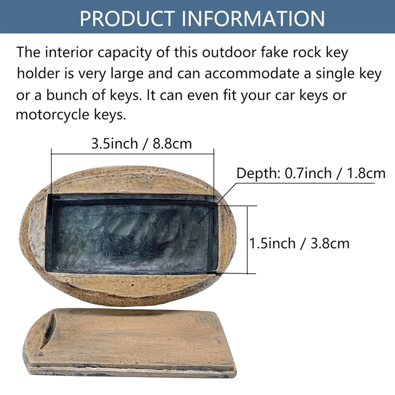 Imagem -02 - Resina Spare Key Hider para Jardim ao ar Livre ou Quintal Fake Rock Key Box Fora Seguro Fácil Instalar