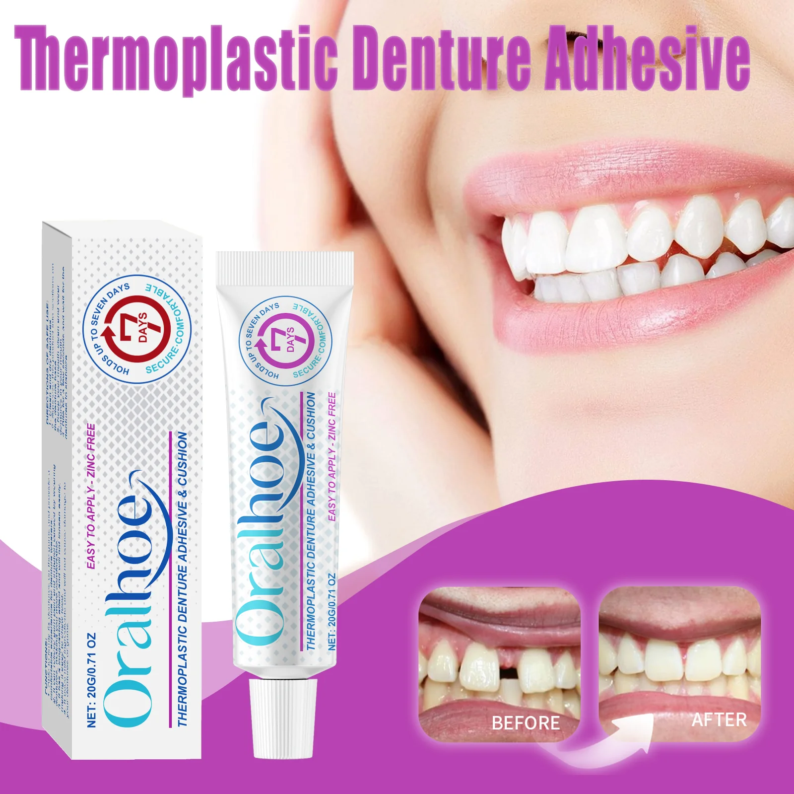 Seamless Fit Thermoplastic Denture Adhesive Comfortable Oral Health Care Long Lasting Reusable Repairing Denture Care