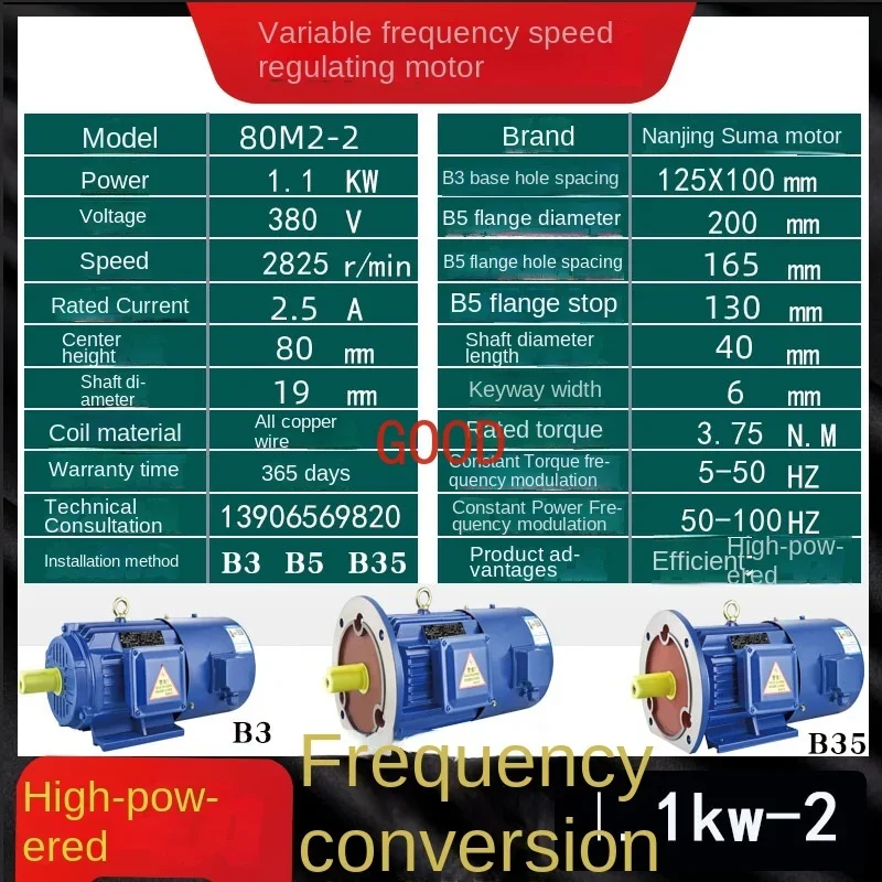 Двигатель с регулируемой частотой YVP YVF2, трехфазный асинхронный двигатель с замедлением 0,75/1,5/2,2/3/4 кВт
